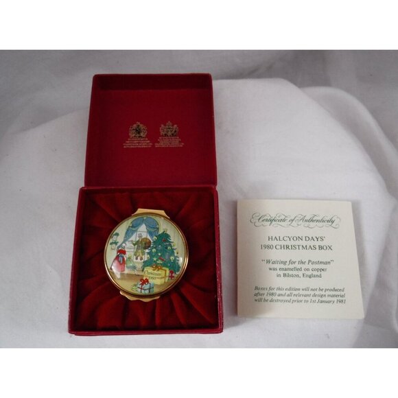 Enamel Box, Halcyon Days, Christmas 1980, Snuff Box, Pill Box, Jewelry box, - Picture 3 of 5